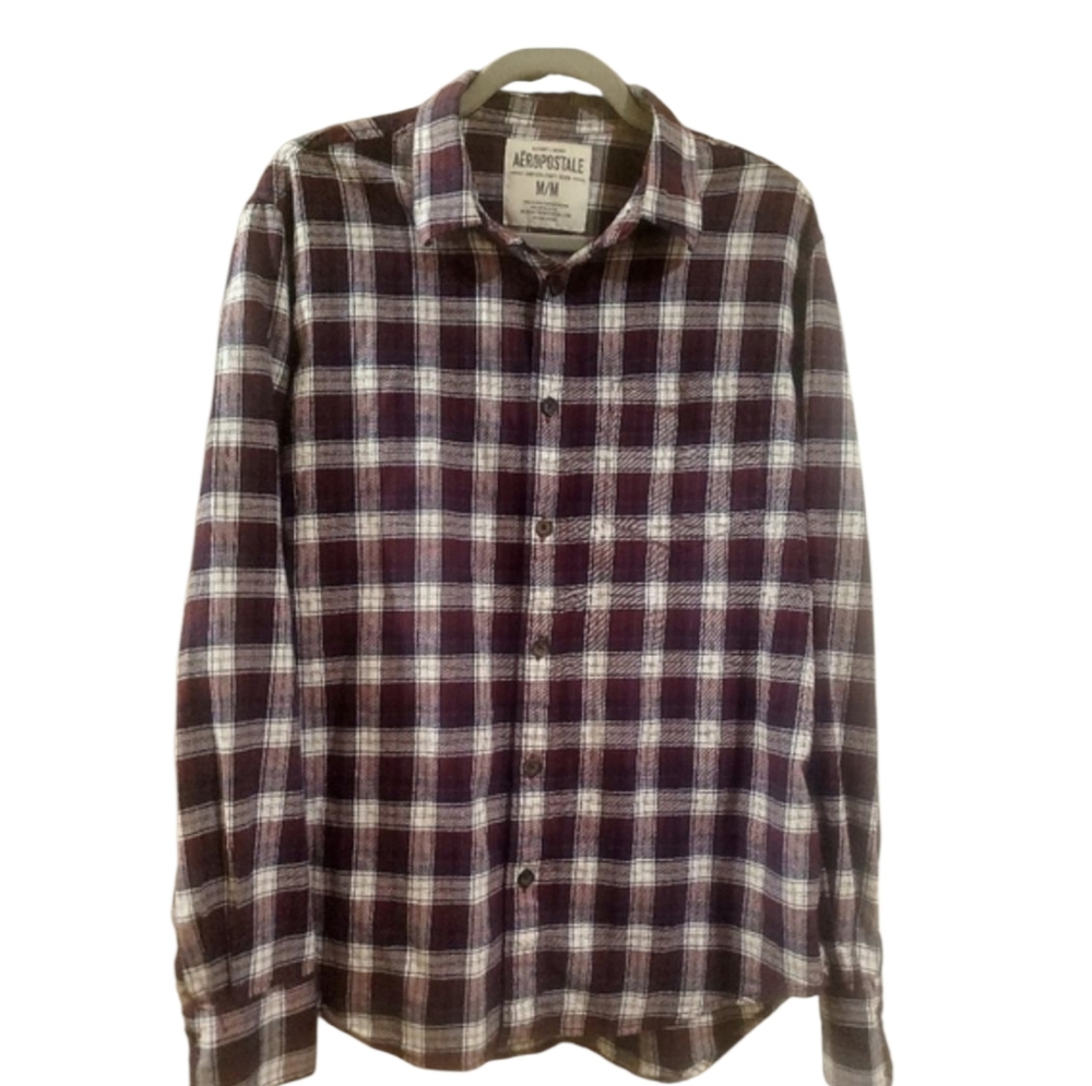 Men's Aeropostale Button Up Plaid Shirt Medium